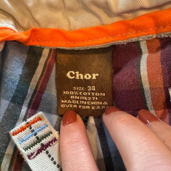 Chor Plaid Shorts Men’s 34 Grunge Skater 2000s Streetwear Cotton Madras - Picture 9 of 10